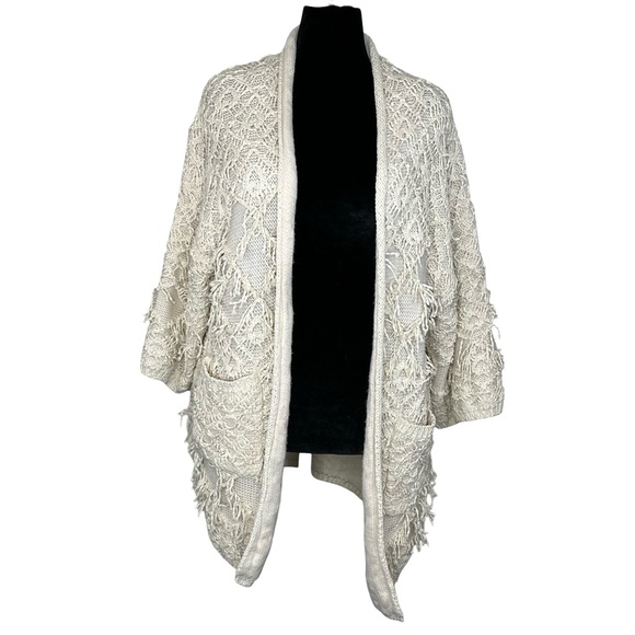 Anthropologie Elegant Cream Women's Lace Cardigan - Picture 1 of 11